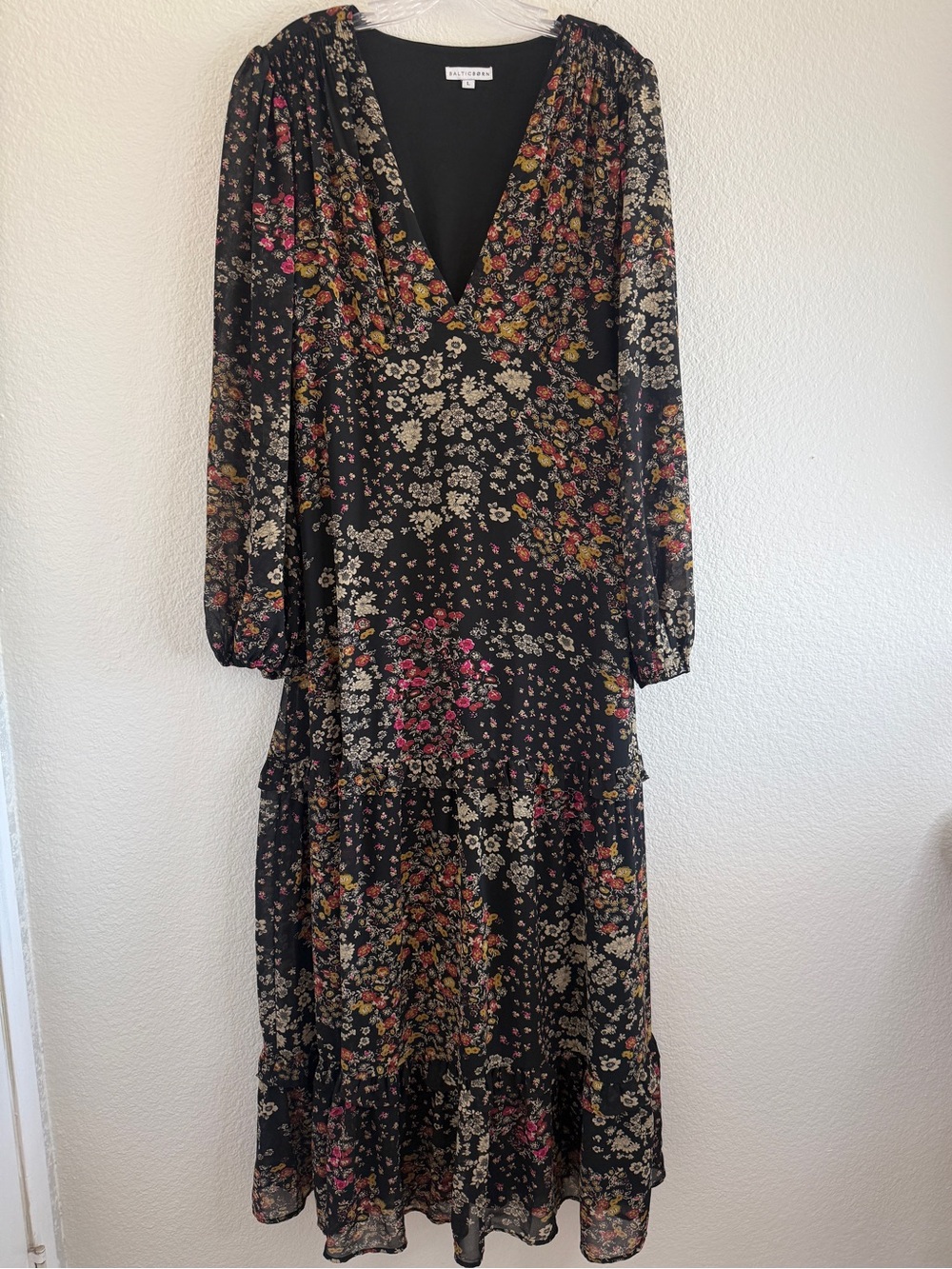 Baltic Born Deep V-Neck Long Sleeve Maxi Dress